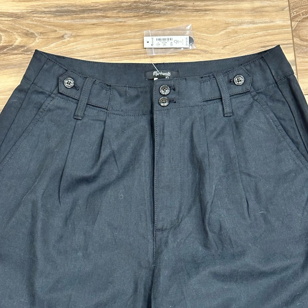 Madewell Harlow Wide Leg Pant True Black Linen Cotton Sz 6 NWT - Picture 4 of 16